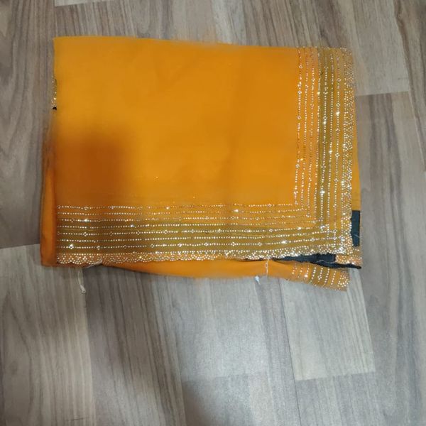 Georgette Cut Dana Work Saree
